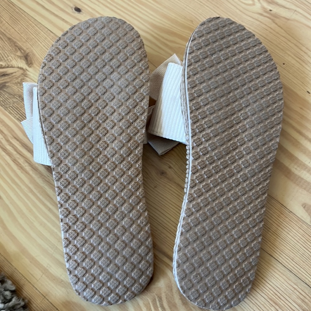 Cute flat sandals. They are size 7 but they run small. I will say size 6  1/2 - Picture 2 of 4